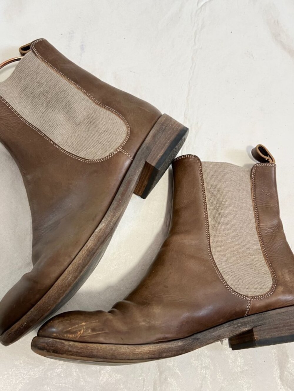 Brunello Cucinelli Chelsea Boots taupe brown leather IT 36 US 6 ankle booties - Picture 6 of 13